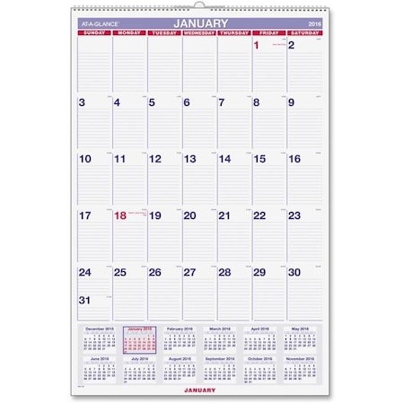 At-A-Glance At A Glance AAGPM428 20 x 30 in. Recycled Monthly Wall Calendar AAGPM428